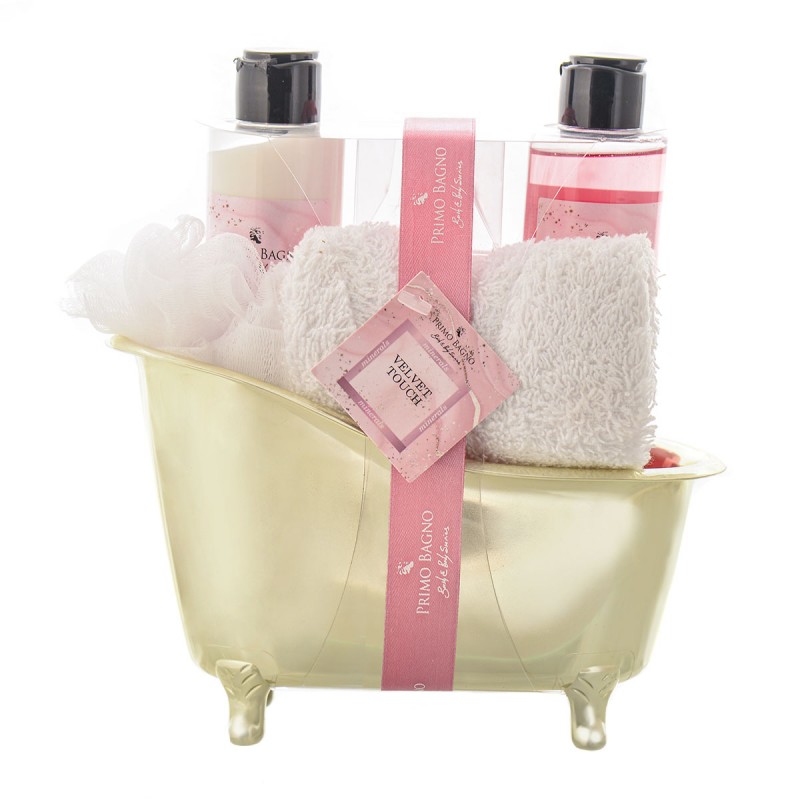 χονδρική primo bagno - Gold Bathtub Velvet touch Shower Gel 150ml, Body Lotion 150ml, Bath Crystal 100g, Sponge & Towel Σετ Δώρου